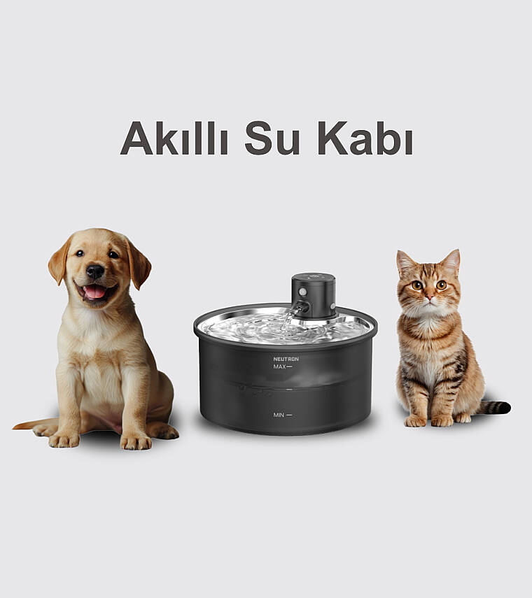 NEUTRON Akıllı Otomatik Evcil Hayvan Mama Kabı ve ŞARJLI KABLOSUZ Led Işıklı Çelik Su Kabı İkili Ekonomik Set - 3