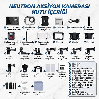 Neutron NTL-AC-02D4K Aksiyon Kamerası, Dokunmatik Ekranlı Aksiyon Kamerası - 7