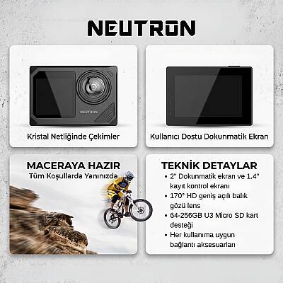 Neutron NTL-AC-02D4K Aksiyon Kamerası, Dokunmatik Ekranlı Aksiyon Kamerası - 6