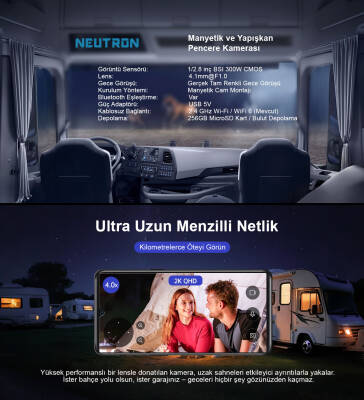 Neutron NTL-IP15GS-3MP Manyetik Yapışkanlı 3MP Kablosuz Pencere Kamerası, Karavan Kamerası - 4