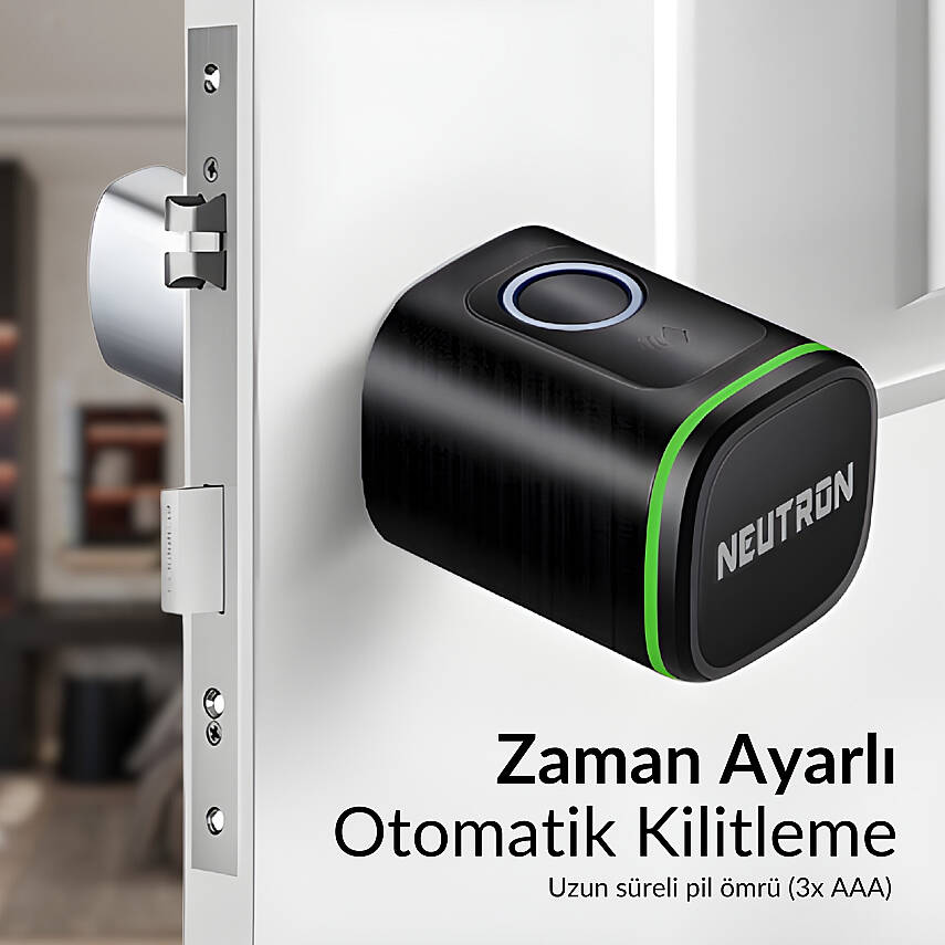 Neutron NTL-SC-02FKPB Akıllı Kapı Kilidi Siyah, Parmak izi, Anahtar, Kart, Şifre - 4