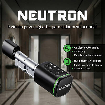 Neutron NTL-SC-02FKPB Akıllı Kapı Kilidi Siyah, Parmak izi, Anahtar, Kart, Şifre - 5