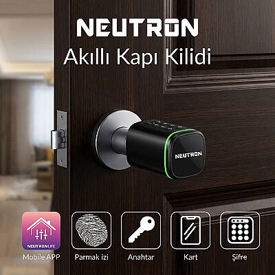 Neutron NTL-SC-02FKPB Akıllı Kapı Kilidi Siyah, Parmak izi, Anahtar, Kart, Şifre - 2