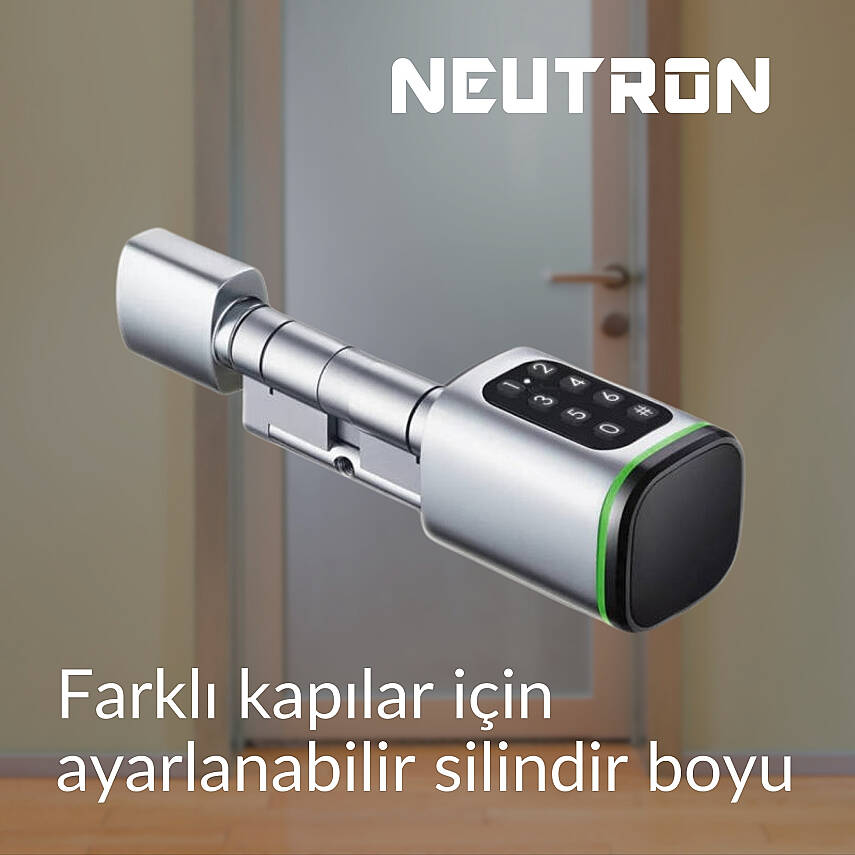 Neutron NTL-SC-02FKPW Akıllı Kapı Kilidi Gri, Parmak izi, Anahtar, Kart, Şifre - 3