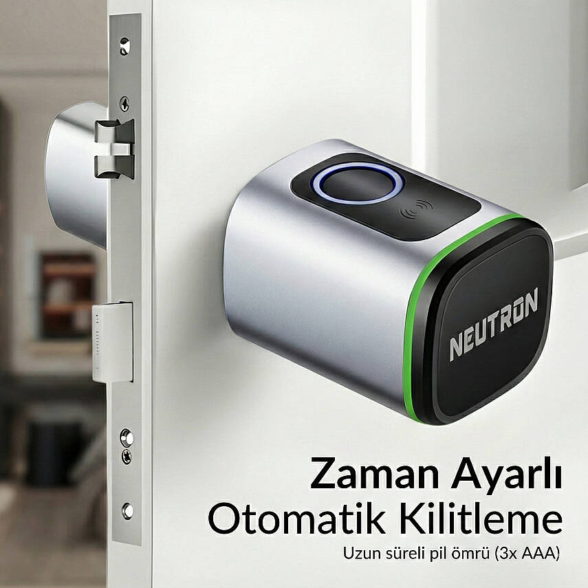 Neutron NTL-SC-02FKPW Akıllı Kapı Kilidi Gri, Parmak izi, Anahtar, Kart, Şifre - 4