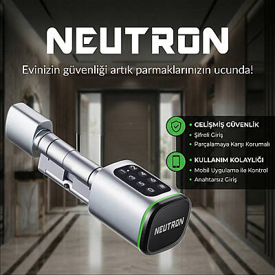 Neutron NTL-SC-02FKPW Akıllı Kapı Kilidi Gri, Parmak izi, Anahtar, Kart, Şifre - 5