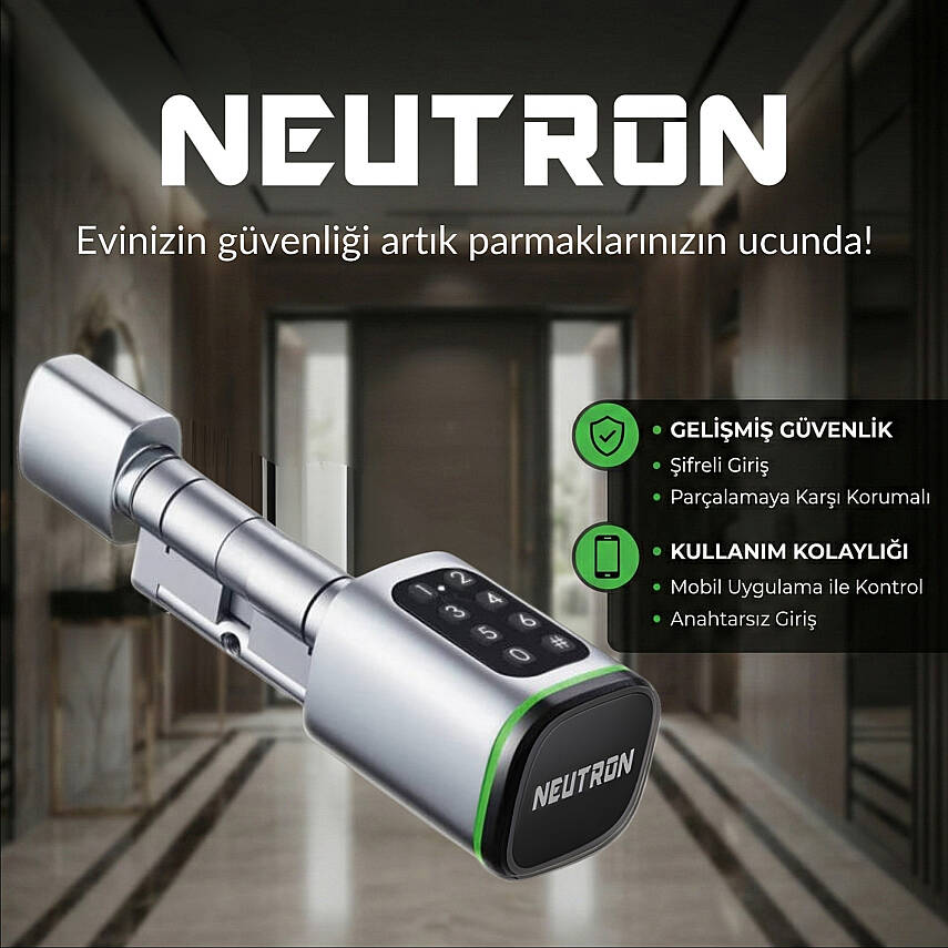 Neutron NTL-SC-02FKPW Akıllı Kapı Kilidi Gri, Parmak izi, Anahtar, Kart, Şifre - 5