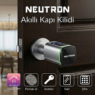 Neutron NTL-SC-02FKPW Akıllı Kapı Kilidi Gri, Parmak izi, Anahtar, Kart, Şifre - 2