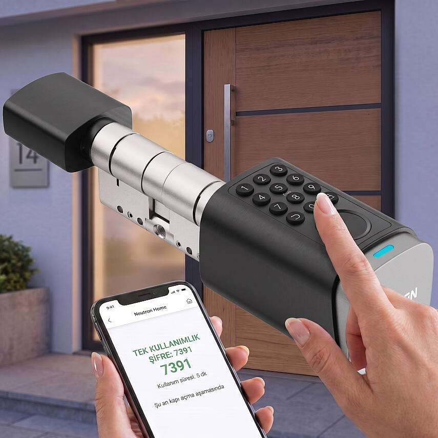 Neutron NTL-SC-09FKPB Akıllı Kapı Kilidi, Parmak İzi, Şifre Kombinasyonu, Akıllı Kart, Fiziksel Anahtar ve Mobil Uygulama - 3