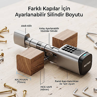 Neutron NTL-SC-09FKPW Akıllı Kapı Kilidi, Parmak İzi, Şifre Kombinasyonu, Akıllı Kart, Fiziksel Anahtar ve Mobil Uygulama - 2