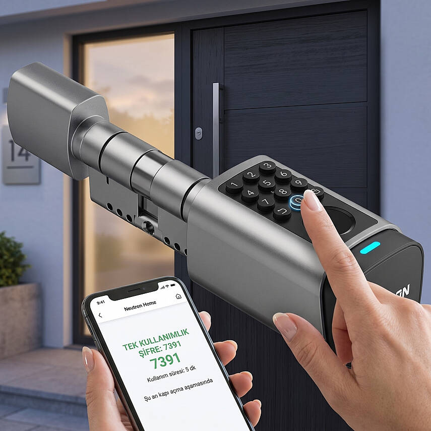 Neutron NTL-SC-09FKPW Akıllı Kapı Kilidi, Parmak İzi, Şifre Kombinasyonu, Akıllı Kart, Fiziksel Anahtar ve Mobil Uygulama - 3